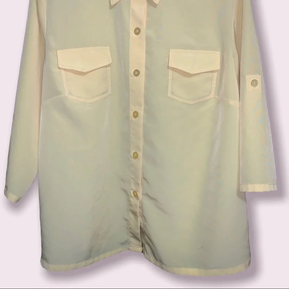 Bright yellow Susan Graver button down blouse (size L) - Picture 2 of 11
